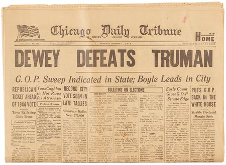 Lot #52 Harry S. Truman: 'Dewey Defeats Truman' Chicago Tribune Newspaper – Complete Issue - Image 2