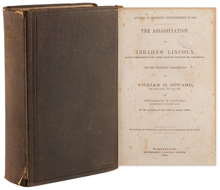Lot #150 Abraham Lincoln: Appendix to Diplomatic Correspondence: The Assassination of Abraham Lincoln, Late President of the United States of America (1866) - Image 1