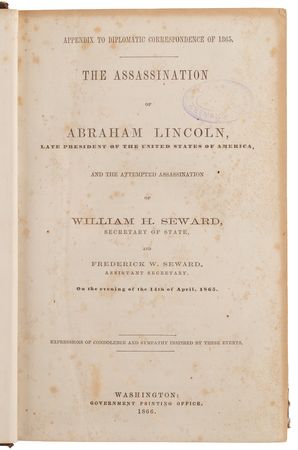 Lot #150 Abraham Lincoln: Appendix to Diplomatic Correspondence: The Assassination of Abraham Lincoln, Late President of the United States of America (1866) - Image 2