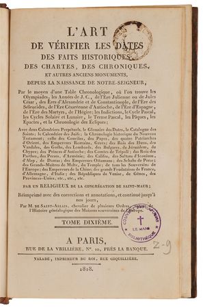 Lot #448 Napoleon's Personally-Owned Book from His Library at St. Helena - L'Art de Vérifier les Dates des Faits Historiques - Image 6