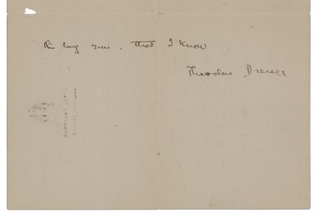 Lot #594 Theodore Dreiser Autograph Letter Signed, Reviewing a Tragedy: 