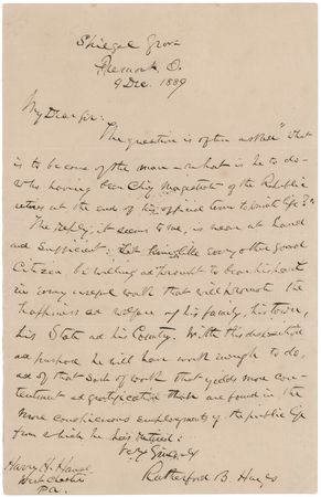 Lot #117 Rutherford B. Hayes Autograph Letter