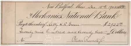 Lot #376 Hetty Green Signed Check - Image 2