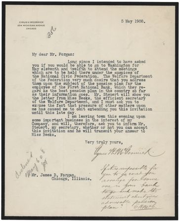 Lot #401 Cyrus McCormick, Jr. Typed Letter Signed