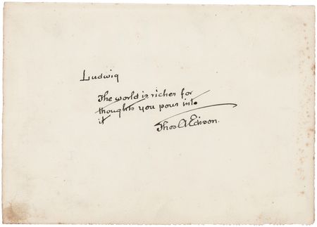 Lot #311 Thomas Edison Signature: The world is