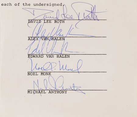 Lot #688 Van Halen Signatures - Image 1