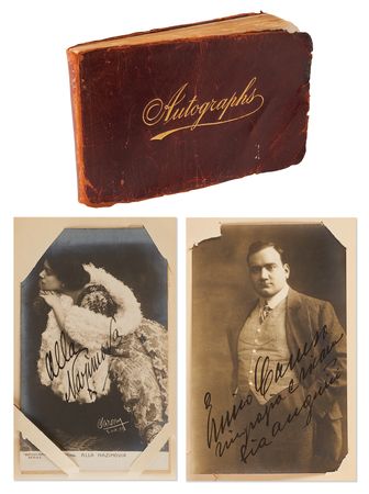 Lot #751 Actors and Opera Signed Postcard Album (20+) with Enrico Caruso and Alla Nazimova - Image 1