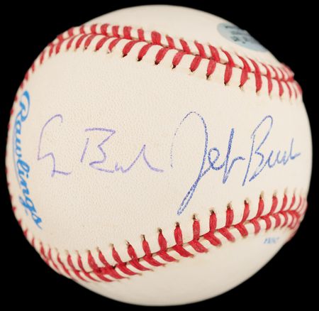 Lot #88 George, George W., and Jeb Bush Signed Baseball - Image 1
