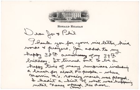 Lot #176 Ronald Reagan Autograph Letter Signed as President, Celebrating His 77th Birthday: 