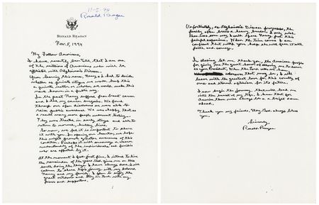 Lot #177 Ronald Reagan (2) Signed Souvenir Statements Announcing His Alzheimer's Diagnosis - Image 1