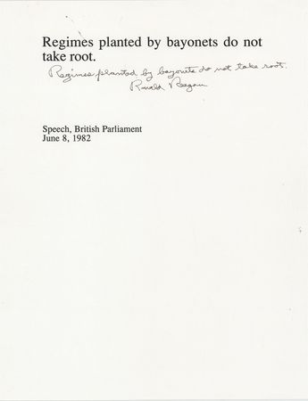 Lot #182 Ronald Reagan Autograph Quotation Signed: