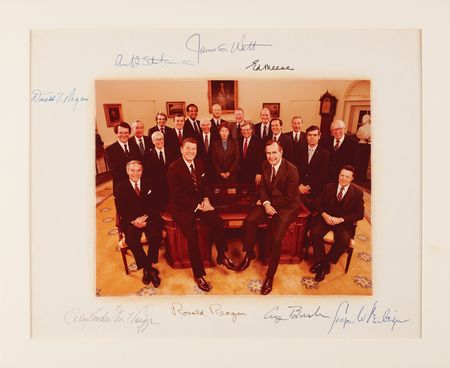 Lot #65 Ronald Reagan, George Bush, and Cabinet Oversized Signed Photograph - Image 1