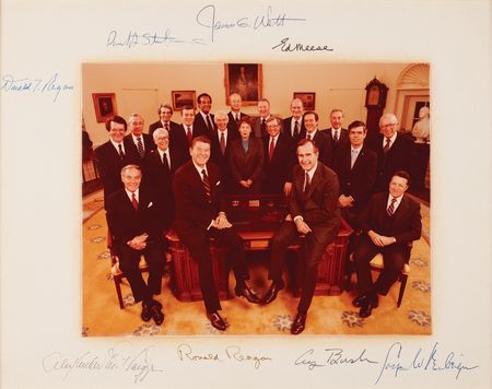 Lot #65 Ronald Reagan, George Bush, and Cabinet Oversized Signed Photograph - Image 2