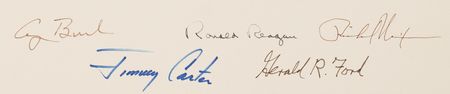 Lot #68 Five Presidents Signed Photograph - Nixon, Ford, Carter, Reagan, and Bush - Image 2