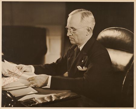 Lot #206 Harry S. Truman Oversized Signed Photograph - Image 1