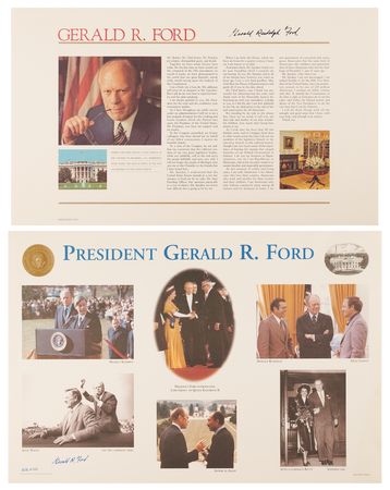 Lot #105 Gerald Ford (2) Oversized Signed Prints - Image 1