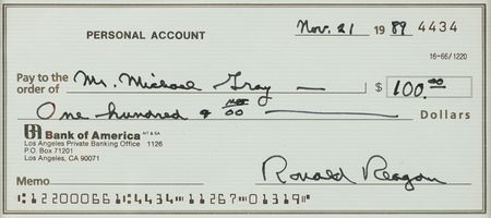 Lot #63 Ronald Reagan Signed Check - Image 2