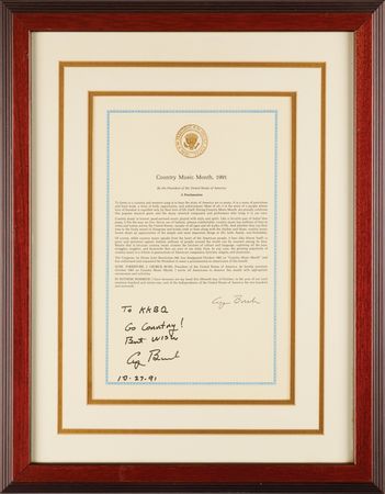 Lot #83 George Bush Signed Proclamation as President for 