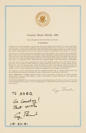 Lot #83 George Bush Signed Proclamation as President for 