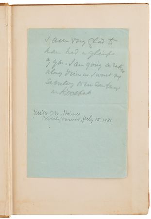 Lot #380 Oliver Wendell Holmes, Jr. Autograph Letter Signed and Handwritten Note in Book - Image 4