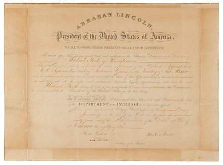 Lot #31 Abraham Lincoln Document Signed as President, Appointing a 
