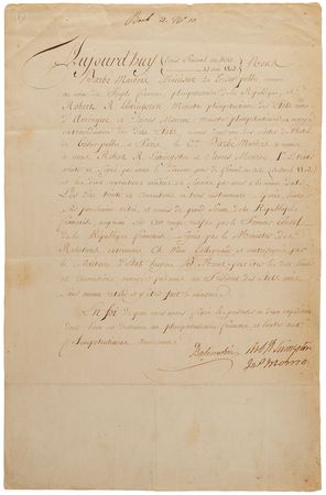 Lot #12 Louisiana Purchase: James Monroe, Robert R. Livingston, and Francois Barbe-Marbois  (2) Documents Signed for the Ratification of the Louisiana Purchase Treaty - Image 2