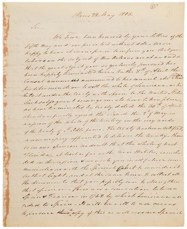 Lot #245 Louisiana Purchase: Contemporary Copy of James Monroe and R. R. Livingston's Announcement of the Louisiana Purchase - Image 1