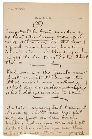 Lot #309 Thomas Edison Autograph Letter Signed on the Installation of Electric Lighting in New York City - Image 4