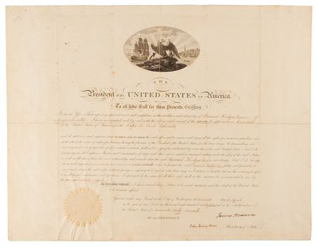 Lot #17 James Monroe and John Quincy Adams Document Signed as President and Secretary of State, Appointing the U.S. Consul to Cape Verde - Image 1