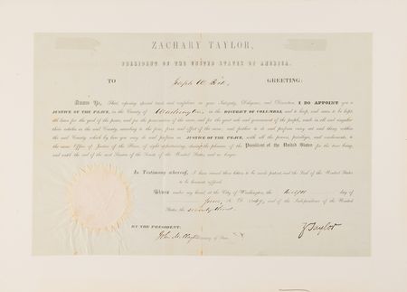 Lot #28 Zachary Taylor Document Signed as President, Appointing a Justice of the Peace for Washington, D.C. - Image 4