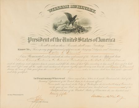 Lot #157 William McKinley Document Signed as President, Appointing a Naval Officer of Customs - Image 2