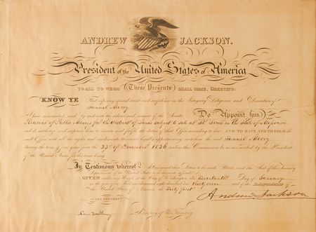 Lot #20 Andrew Jackson Document Signed as President, Appointing the Receiver of Public Moneys for St. Louis - Image 2