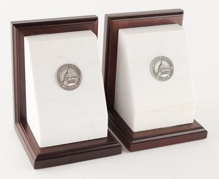 Lot #426 United States Capitol (2) Marble Bookends - Image 1