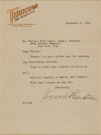Lot #788 Howard Thurston (2) Typed Letters Signed on Harry Houdini - Image 2