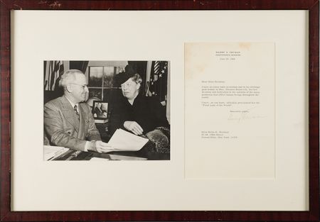 Lot #209 Harry S. Truman Typed Letter Signed, Praising Eleanor Roosevelt: 