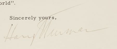 Lot #209 Harry S. Truman Typed Letter Signed, Praising Eleanor Roosevelt: 
