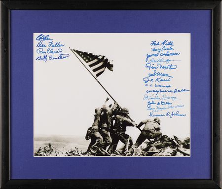 Lot #481 Iwo Jima Signed Photograph with (17) Veterans of WWII's Pacific Theater - Image 1