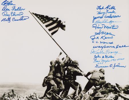 Lot #481 Iwo Jima Signed Photograph with (17) Veterans of WWII's Pacific Theater - Image 2