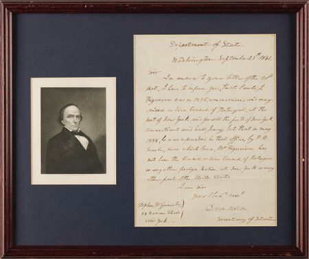 Lot #436 Daniel Webster Letter Signed as Secretary of State - Image 1