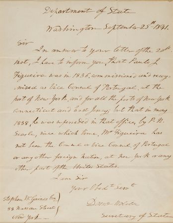 Lot #436 Daniel Webster Letter Signed as Secretary of State - Image 2