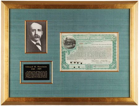 Lot #377 E. H. Harriman Signed 'Baltimore and Ohio Railroad Company' Stock Certificate - Image 1