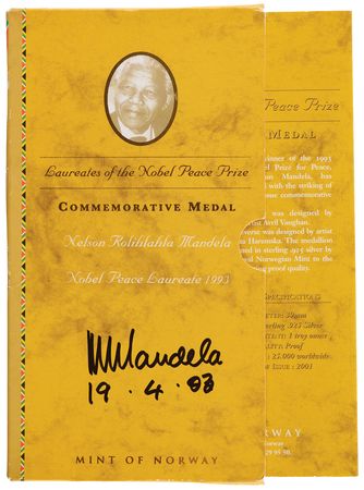 Lot #398 Nelson Mandela Signed Commemorative Medal Presentation - Image 3
