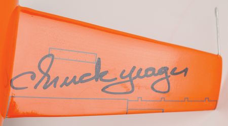 Lot #513 Chuck Yeager (2) Signed Items - ‘Glamorous Glennis’ Bell X-1 Model and Stamp Block - Image 2