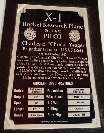 Lot #513 Chuck Yeager (2) Signed Items - ‘Glamorous Glennis’ Bell X-1 Model and Stamp Block - Image 6