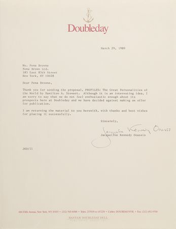Lot #130 Jacqueline Kennedy Typed Letter Signed - Image 1