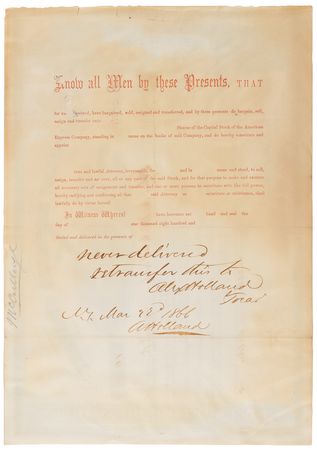 Lot #437 Henry Wells and William Fargo Signed 'American Express Company' Stock Certificate - Image 2