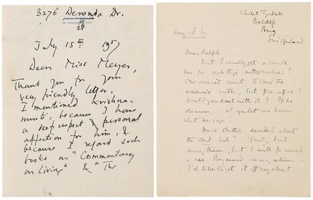 Lot #597 Aldous and Julian Huxley (2) Autograph Letters Signed - Image 1