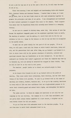 Lot #101 Dwight D. Eisenhower Signed Souvenir Typescript - 'Acceptance Address' for the Presidential Nomination - Image 2