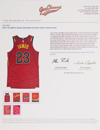 Lot #793 LeBron James Official Cleveland Cavaliers NBA Jersey - Attested as Game-Used During the 2017-2018 Season - Image 7