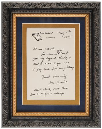 Lot #784 Three Stooges: Joe Besser and Joe DeRita (3) Signed Items - Image 2